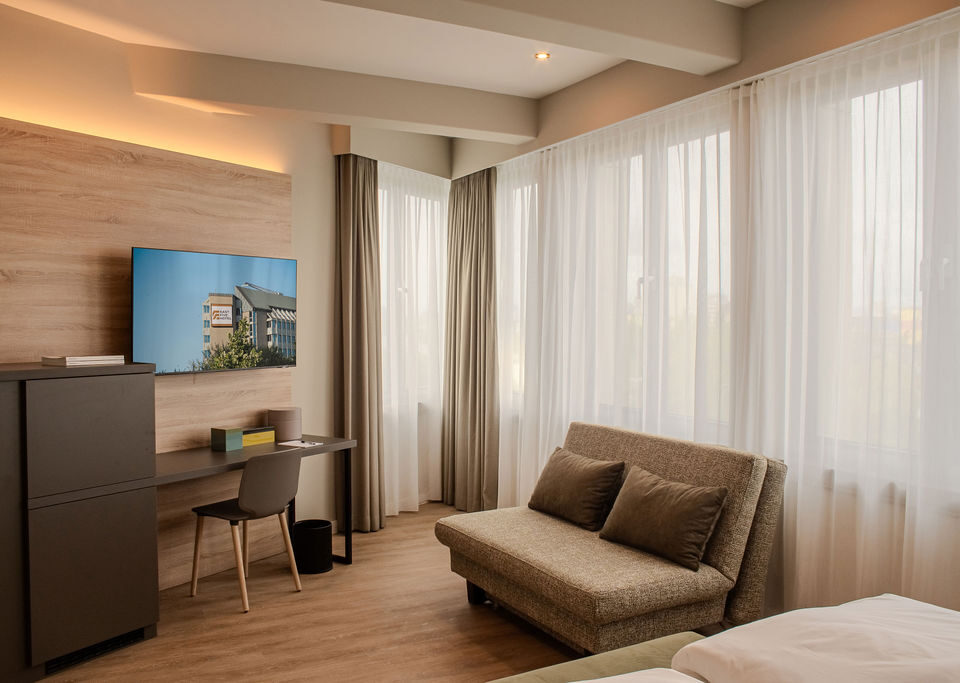 Hotel lounge with couch