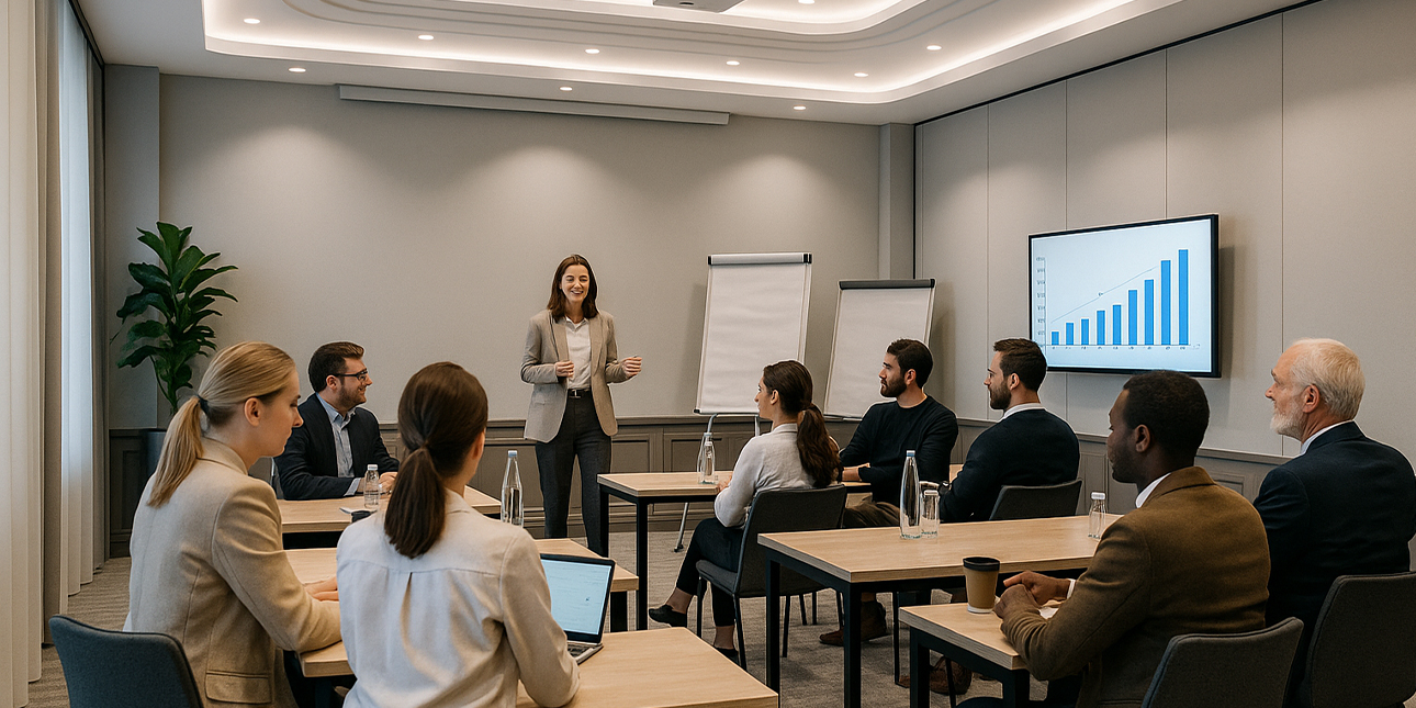 Business people having a meeting in a modern clean conference room